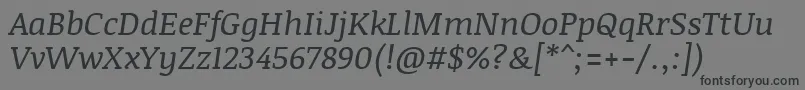 フォントNoticiatextItalic – 黒い文字の灰色の背景