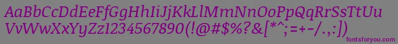 NoticiatextItalic Font – Purple Fonts on Gray Background