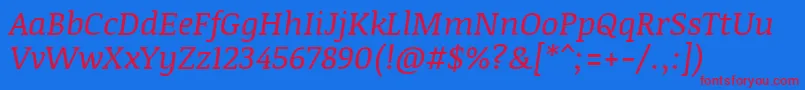 NoticiatextItalic Font – Red Fonts on Blue Background