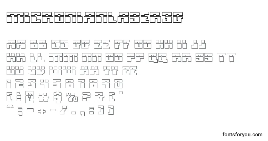 MicronianLaser3D-fontti – aakkoset, numerot, erikoismerkit