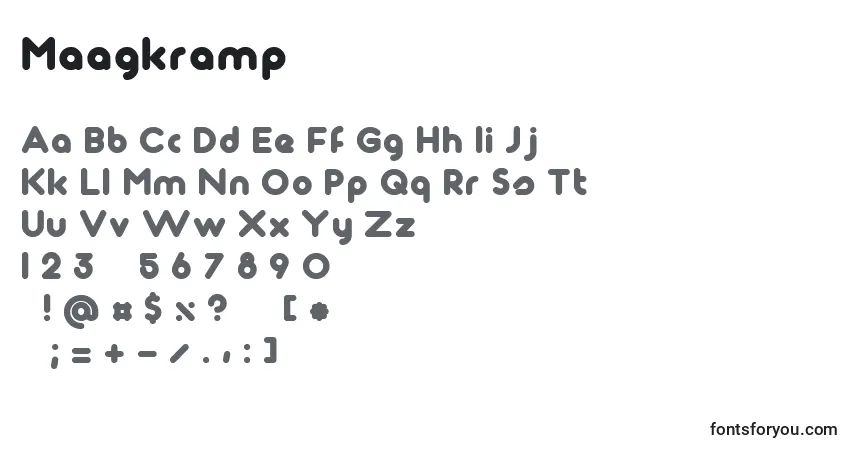 Schriftart Maagkramp – Alphabet, Zahlen, spezielle Symbole