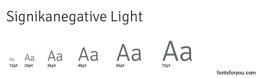 Signikanegative Light-fontin koot