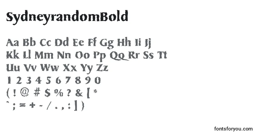 Schriftart SydneyrandomBold – Alphabet, Zahlen, spezielle Symbole