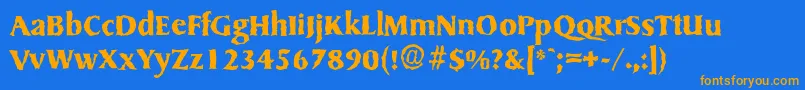 SydneyrandomBold-Schriftart – Orangefarbene Schriften auf blauem Hintergrund