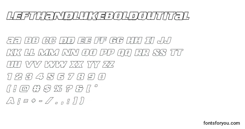 A fonte Lefthandlukeboldoutital – alfabeto, números, caracteres especiais