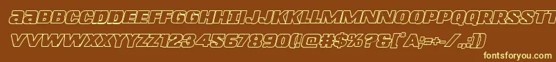 Lefthandlukeboldoutital-fontti – keltaiset fontit ruskealla taustalla