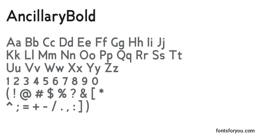 Шрифт AncillaryBold – алфавит, цифры, специальные символы