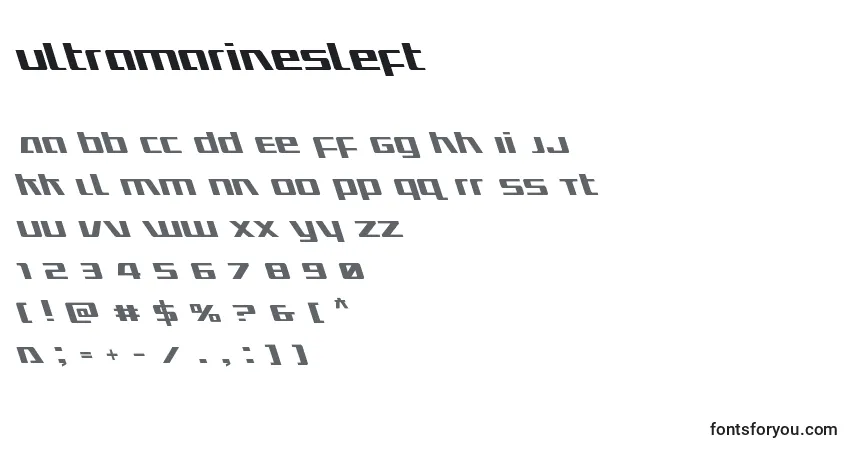 Schriftart Ultramarinesleft – Alphabet, Zahlen, spezielle Symbole