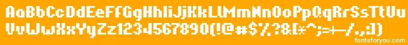 Czcionka Hardpixel – białe czcionki na pomarańczowym tle