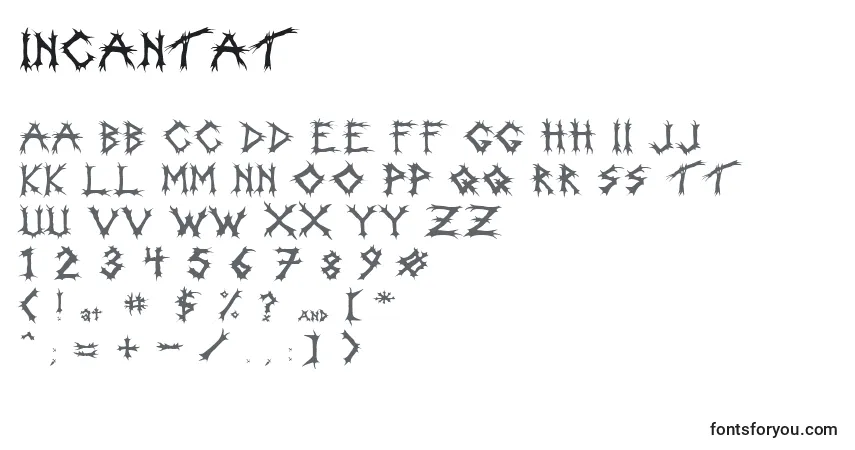 Schriftart Incantat – Alphabet, Zahlen, spezielle Symbole