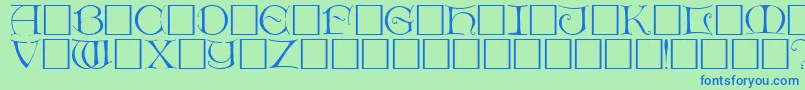 DietercapsRegular-Schriftart – Blaue Schriften auf grünem Hintergrund