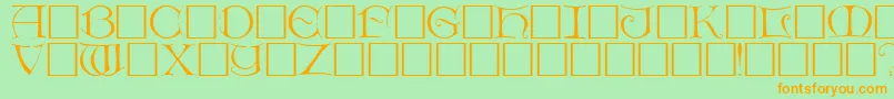 DietercapsRegular-Schriftart – Orangefarbene Schriften auf grünem Hintergrund