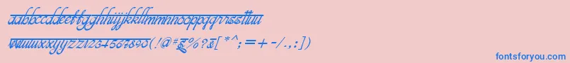 BitsindiancalligraItalic-Schriftart – Blaue Schriften auf rosa Hintergrund
