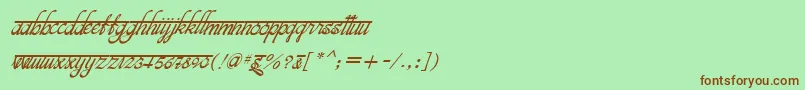 Czcionka BitsindiancalligraItalic – brązowe czcionki na zielonym tle