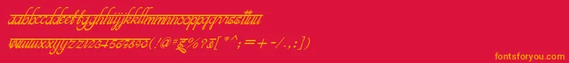 フォントBitsindiancalligraItalic – 赤い背景にオレンジの文字