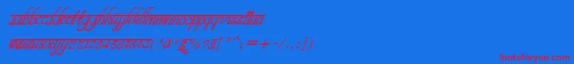 BitsindiancalligraItalic Font – Red Fonts on Blue Background