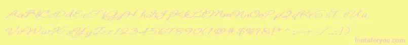 BDeBonita-Schriftart – Rosa Schriften auf gelbem Hintergrund