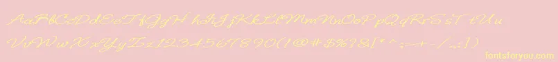 BDeBonita-Schriftart – Gelbe Schriften auf rosa Hintergrund