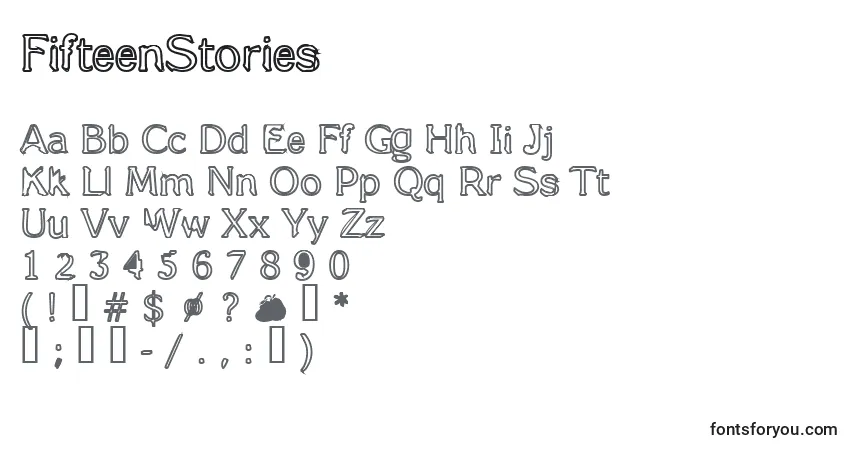 Schriftart FifteenStories – Alphabet, Zahlen, spezielle Symbole
