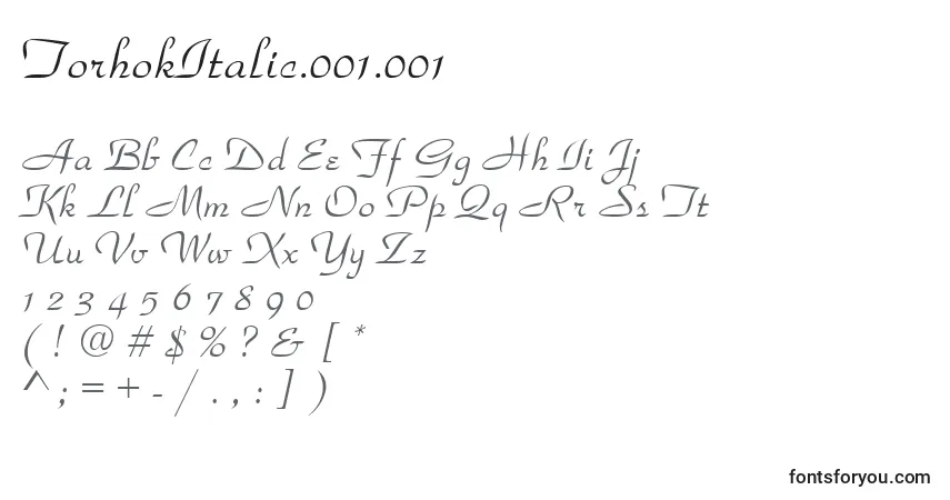 A fonte TorhokItalic.001.001 – alfabeto, números, caracteres especiais