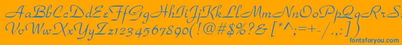 TorhokItalic.001.001-Schriftart – Blaue Schriften auf orangefarbenem Hintergrund