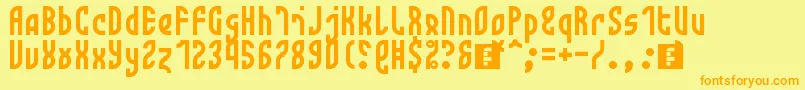 Monotwist-Schriftart – Orangefarbene Schriften auf gelbem Hintergrund