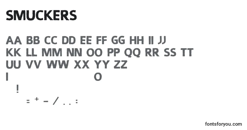 Шрифт Smuckers – алфавит, цифры, специальные символы