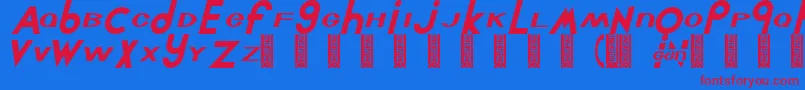 Chlorint-Schriftart – Rote Schriften auf blauem Hintergrund