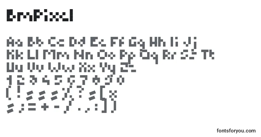 characters of bmpixel font, letter of bmpixel font, alphabet of  bmpixel font
