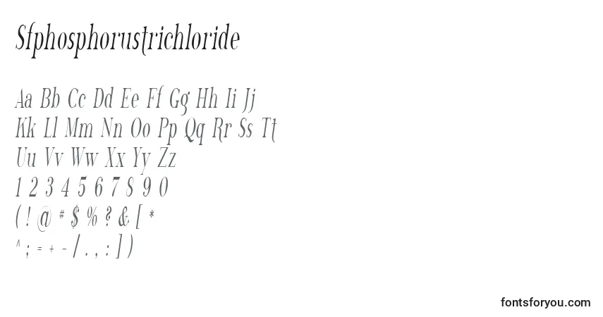 characters of sfphosphorustrichloride font, letter of sfphosphorustrichloride font, alphabet of  sfphosphorustrichloride font