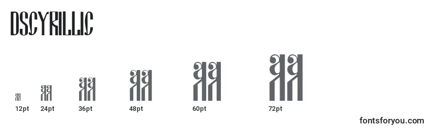 sizes of dscyrillic font, dscyrillic sizes