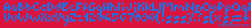 Czcionka BmPixel – niebieskie czcionki na czerwonym tle