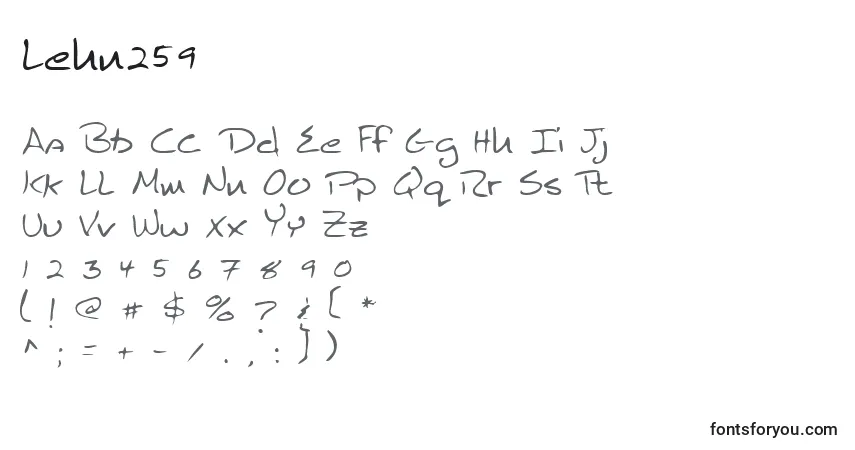 Czcionka Lehn259 – alfabet, cyfry, specjalne znaki
