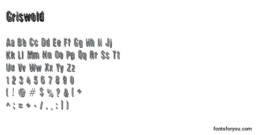 Griswold Font – alphabet, numbers, special characters
