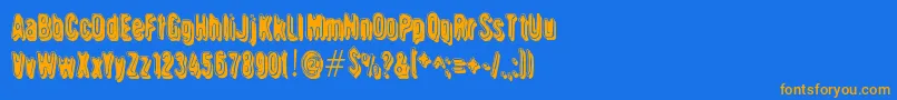 Griswold-Schriftart – Orangefarbene Schriften auf blauem Hintergrund