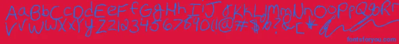 ErinsHandwriting Font – Blue Fonts on Red Background