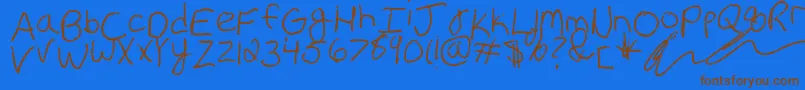 ErinsHandwriting-Schriftart – Braune Schriften auf blauem Hintergrund