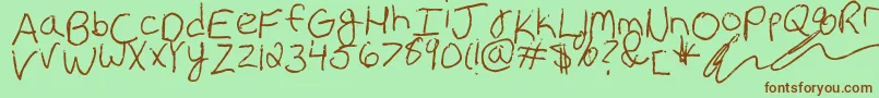 ErinsHandwriting Font – Brown Fonts on Green Background