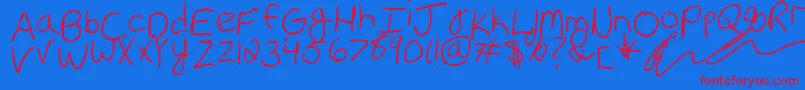 ErinsHandwriting Font – Red Fonts on Blue Background