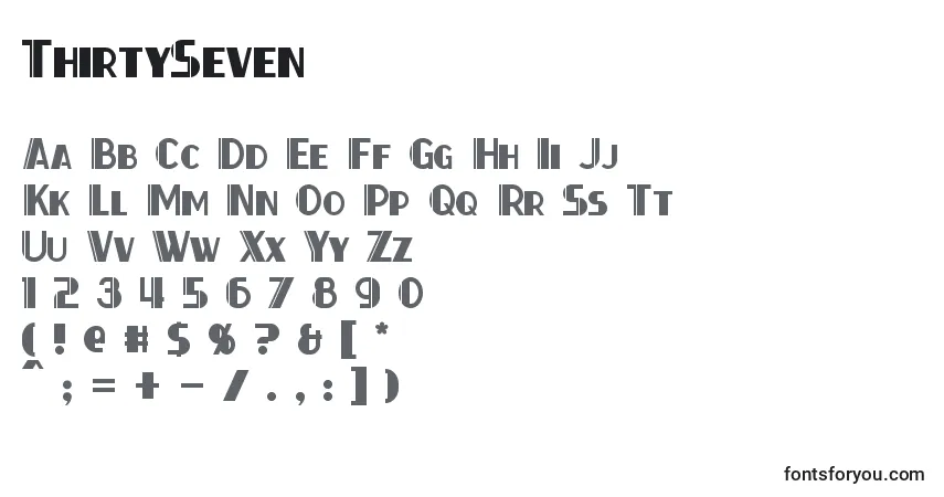 ThirtySeven-fontti – aakkoset, numerot, erikoismerkit