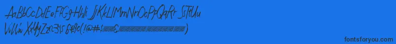 Justwritedt-Schriftart – Schwarze Schriften auf blauem Hintergrund