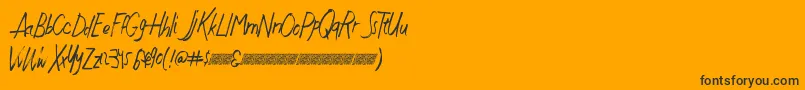 Justwritedt-fontti – mustat fontit oranssilla taustalla