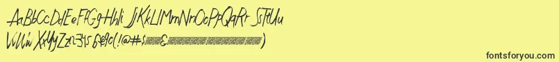 Justwritedt-Schriftart – Schwarze Schriften auf gelbem Hintergrund