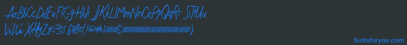 Justwritedt Font – Blue Fonts on Black Background