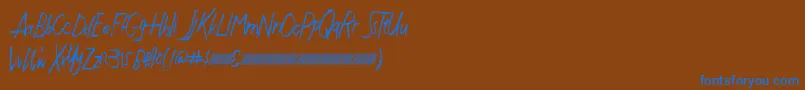Justwritedt Font – Blue Fonts on Brown Background