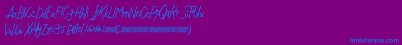 フォントJustwritedt – 紫色の背景に青い文字