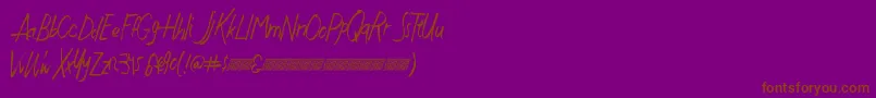 フォントJustwritedt – 紫色の背景に茶色のフォント