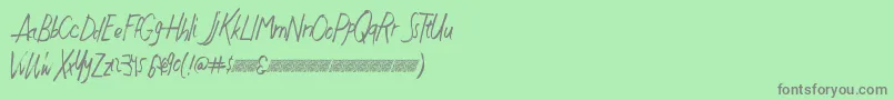 フォントJustwritedt – 緑の背景に灰色の文字