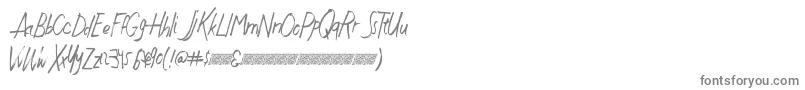 Justwritedt-fontti – harmaat kirjasimet valkoisella taustalla