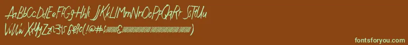 Justwritedt-fontti – vihreät fontit ruskealla taustalla